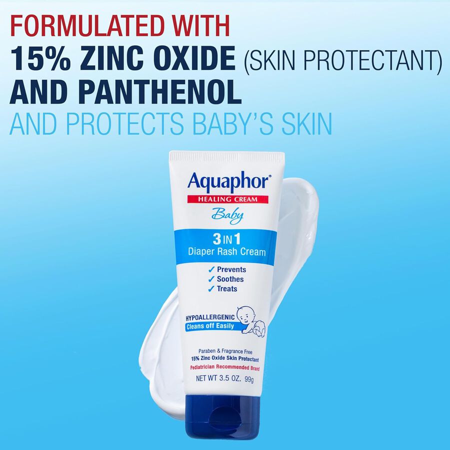 Aquaphor Baby 3-in-1 Diaper Rash Cream, 3.5 oz., , large image number 2
