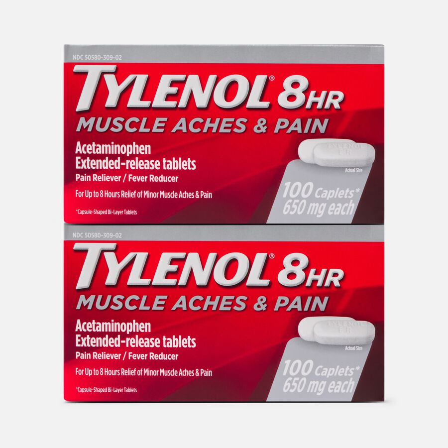 Tylenol 8 HR Muscle Aches and Pain Caplets, 100 ct. (2-Pack), , large image number 0