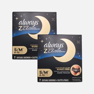 Always ZZZ Overnight Disposable Period Underwear, Small/Medium, 7 ct. (2-Pack)