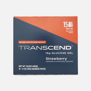 Transcend Glucose Gel Packs, Strawberry, 15 ct.