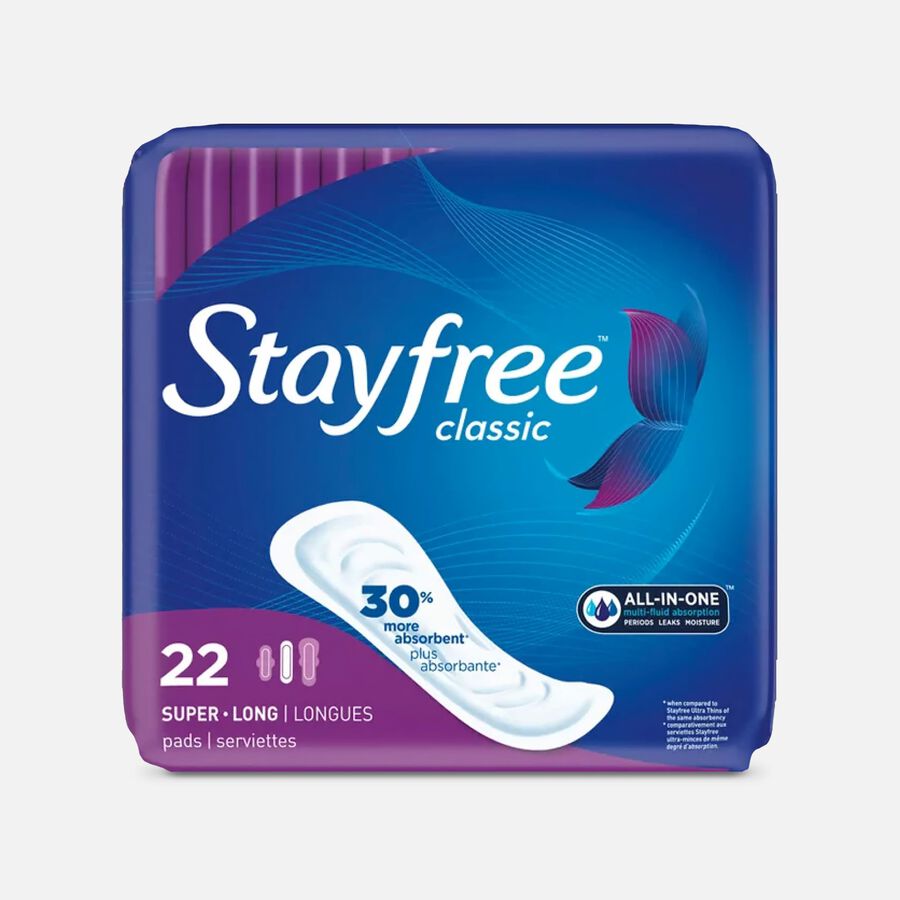 Stayfree Classic Super Long Pads, Wingless, 22 ct., , large image number 0