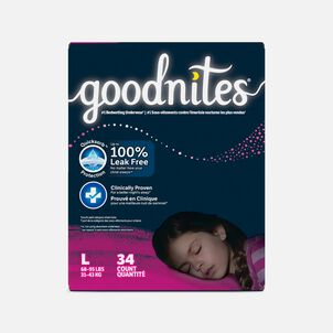 Goodnites Girls' Nighttime Bedwetting Underwear, Size Large (68-95 lbs), 34 ct.