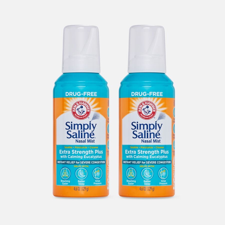 Simply Saline Adult Nasal Mist Extra Strength Plus with Calming Eucalyptus, 4.6 oz. (2-Pack), , large image number 0