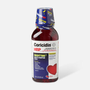 Coricidin HBP Nighttime Multi-Symptom Cold Syrup, Cherry, 12 oz.