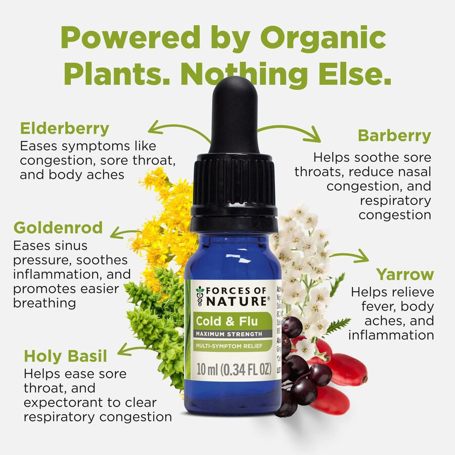 Forces of Nature Cold and Flu Maximum Strength Sublingual Drops, 10ml, , large image number 2