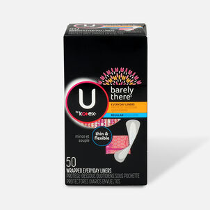 U by Kotex Barely There Liners, Light Absorbency, Regular, Fragrance-Free, 50 ct.