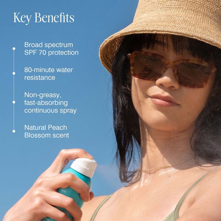 COOLA Classic Body Organic Sunscreen Spray SPF 70 Peach Blossom, 6 oz., , large image number 2