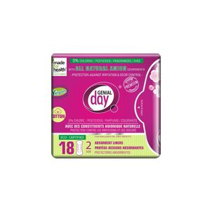 Genial Day Absorbent Cotton Liners w/Anion Strip, 18 ct.