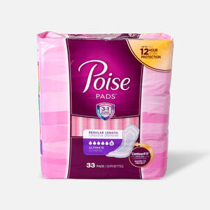 Poise Incontinence Pads, Ultimate Absorbency, Regular, 33 ct.