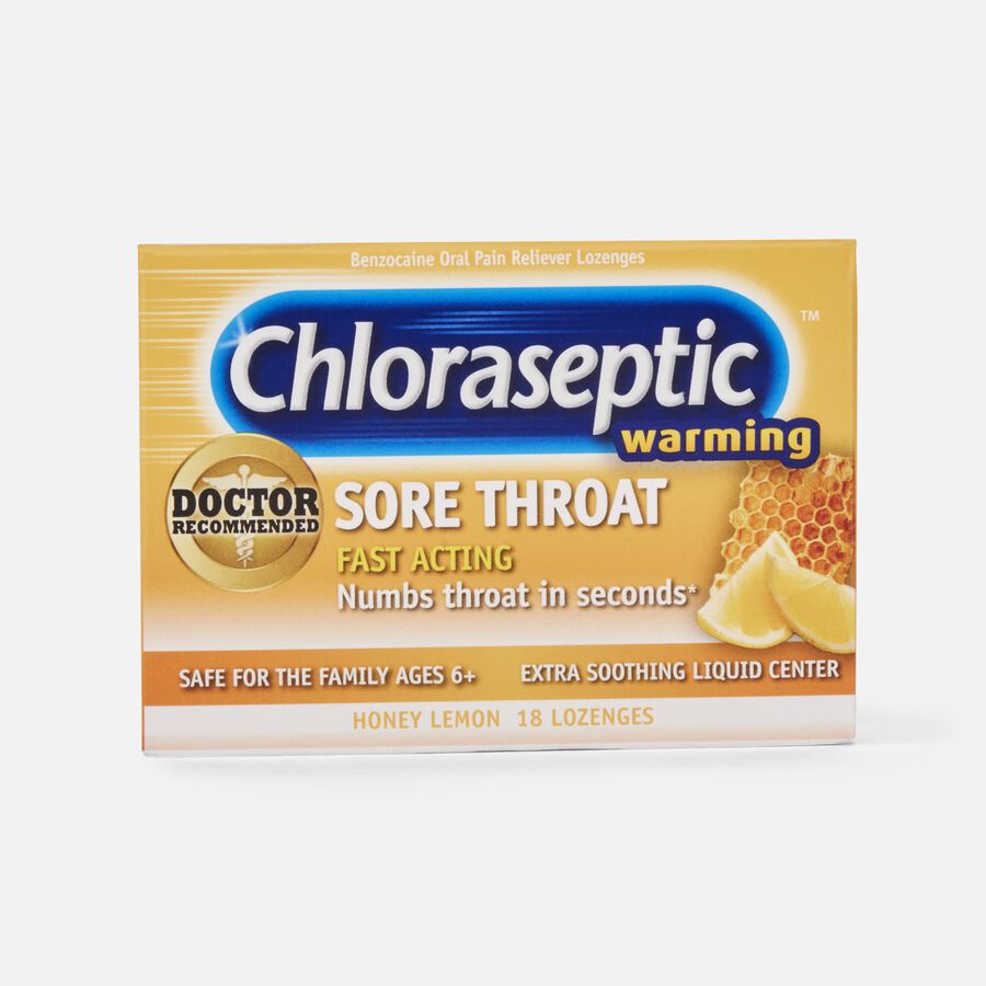 Chloraseptic, Honey Lemon, Warming Sore Throat Lozenges, 18 ct., , large image number 0