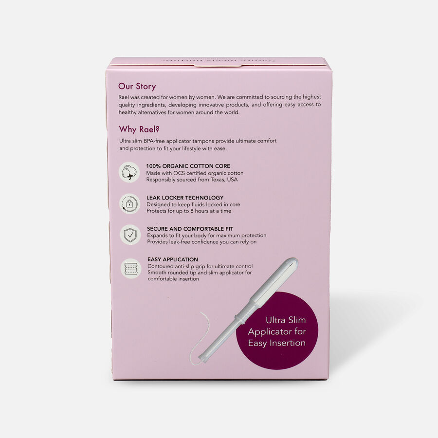 Rael Organic Cotton Core Tampons with BPA-Free Applicators, , large image number 7
