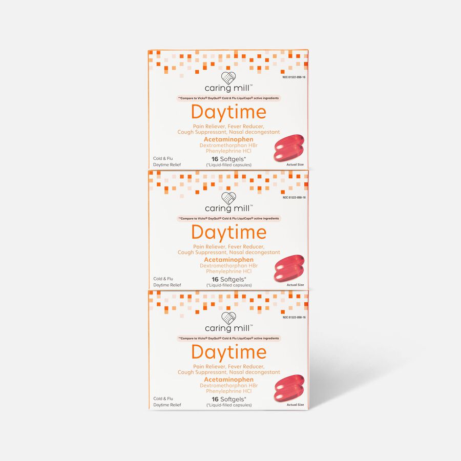 Caring Mill&trade; Daytime Cold & Flu Relief Soft Gels, 16 ct. (3-Pack), , large image number 0