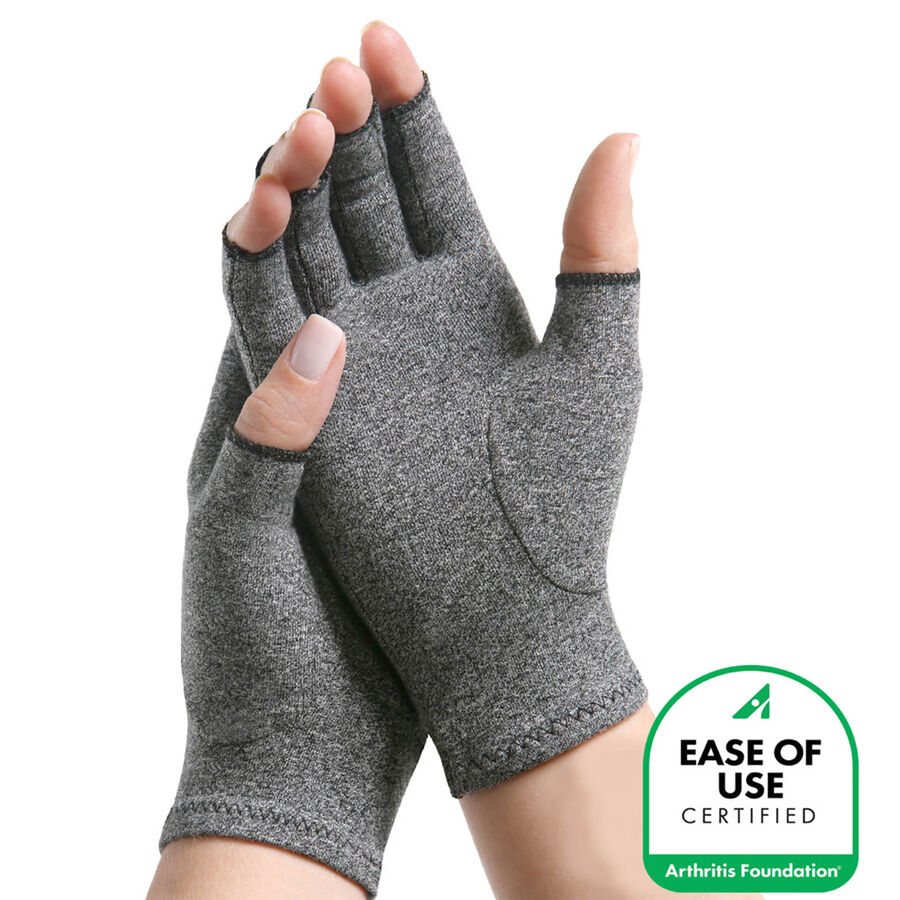 IMAK Compression Arthritis Gloves, Gray, Large, Gray, large image number 1