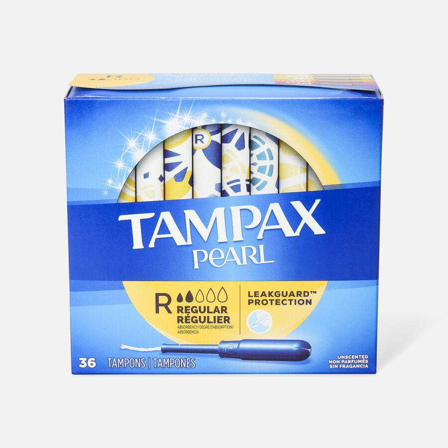 Tampax Pearl Tampons with BPA-Free Plastic Applicator and LeakGuard Braid, Unscented, , large image number 1