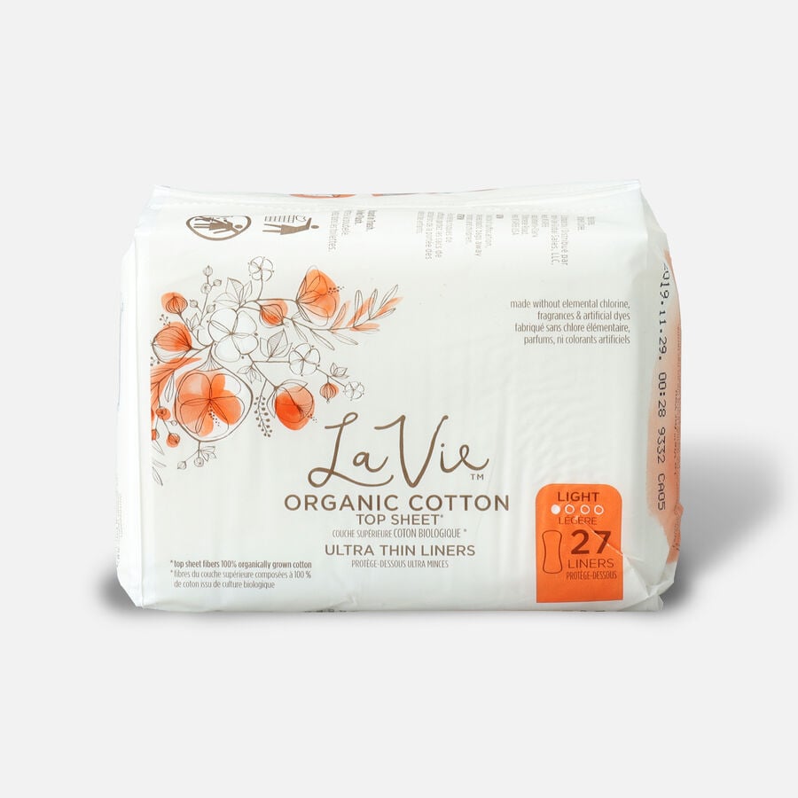 La Vie Organic Cotton Top Sheet Ultra-Thin Pads with Wings, Regular, 16 ct., , large image number 0