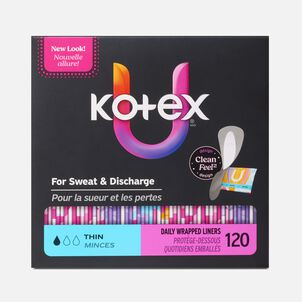 Kotex&reg; Daily Wrapped Liners, Light Absorbency, Thin, 120 ct.