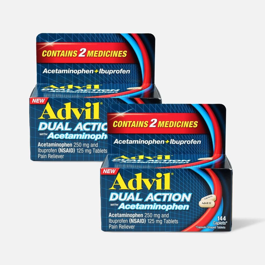 Advil Dual Action Coated Tablets, Acetaminophen + Ibuprofen, 144 ct. (2-Pack), , large image number 0