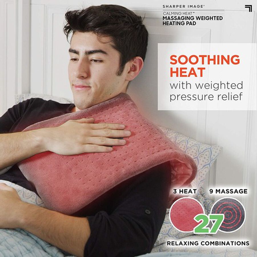 Sharper Image&reg; Calming Heat Massaging Weighted Heating Pad, 12 Settings - 3 Heat, 9 Massage, 12&rdquo; x 24&rdquo;, 4 lbs, , large image number 1