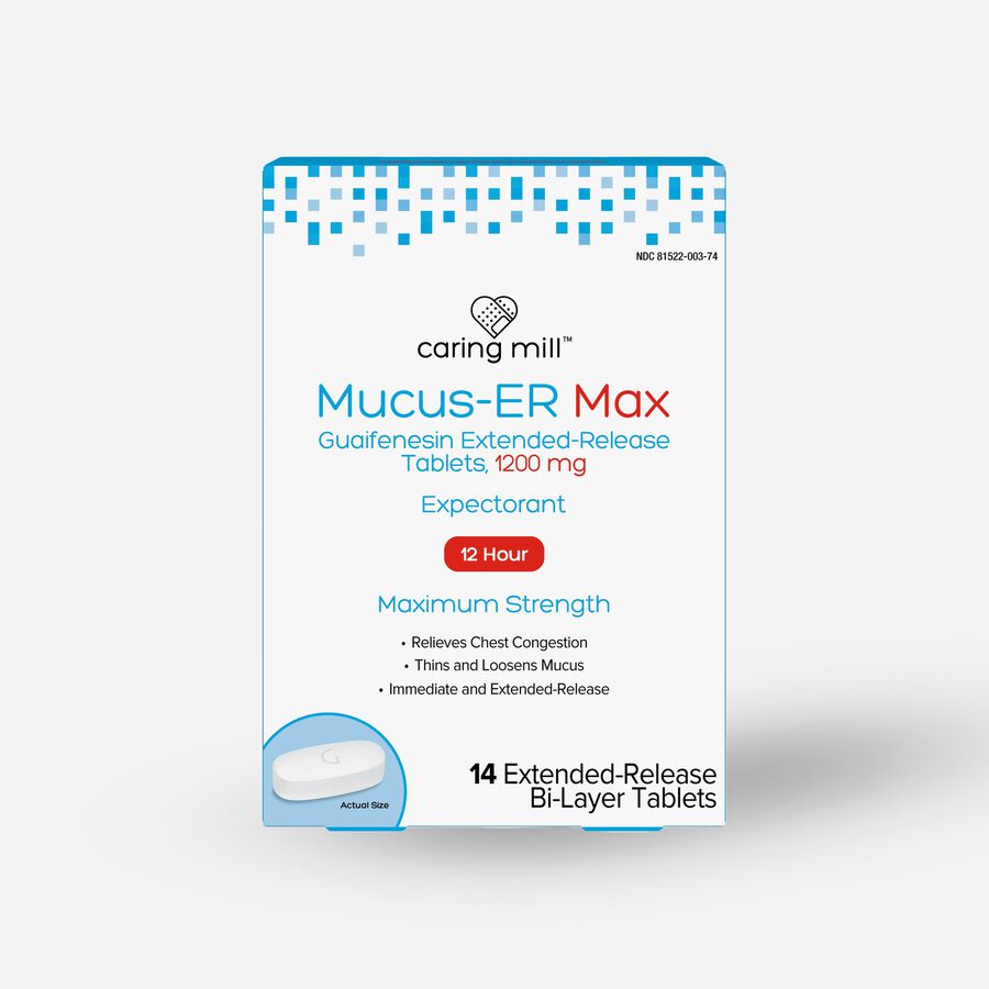 Caring Mill™ Mucus Guaifenesin Extended-Release Bi-Layer Tablets, 1200mg, 14 ct., , large image number 0