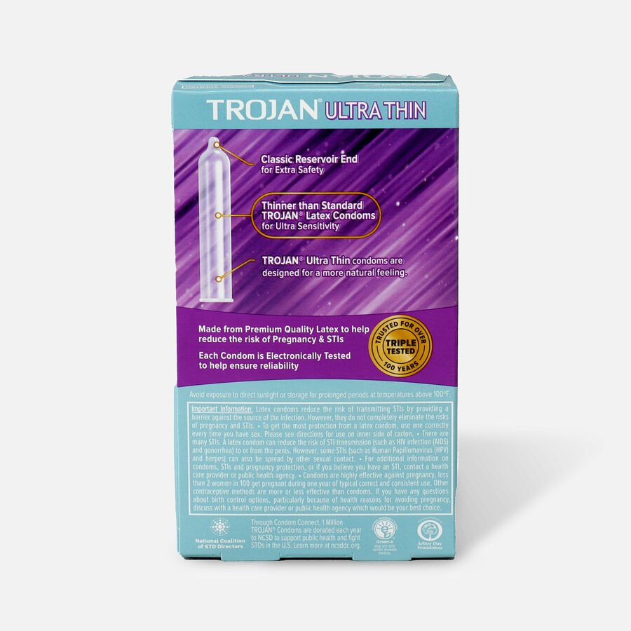 Trojan Ultra Thin Lubricated Latex Condoms, 36 ct., , large image number 1