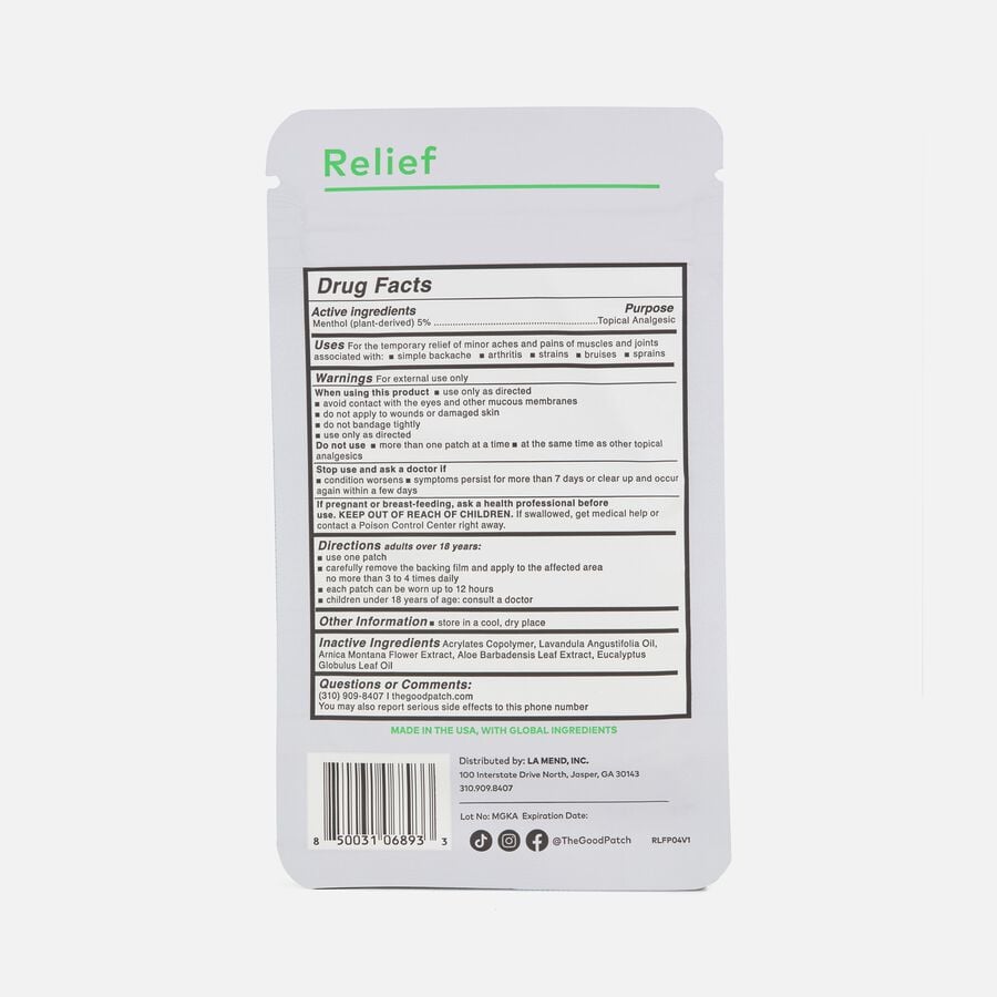 The Good Patch&reg; Relief - Pain Relieving Wellness Patch, 4 ct., , large image number 1