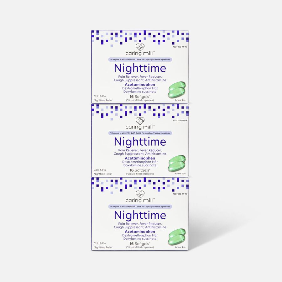 Caring Mill&trade; Nighttime Cold & Flu Relief Soft Gels, 16 ct. (3-Pack), , large image number 0