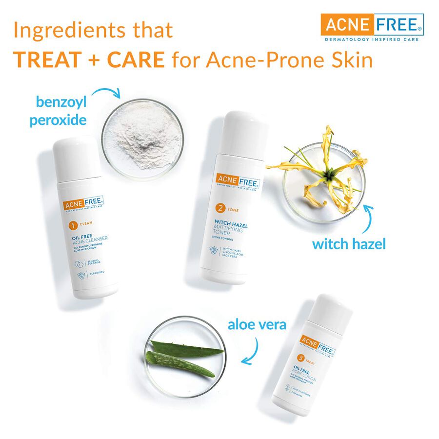 AcneFree Oil Free 24 HR Acne Clearing System, 3 Piece Kit, , large image number 1