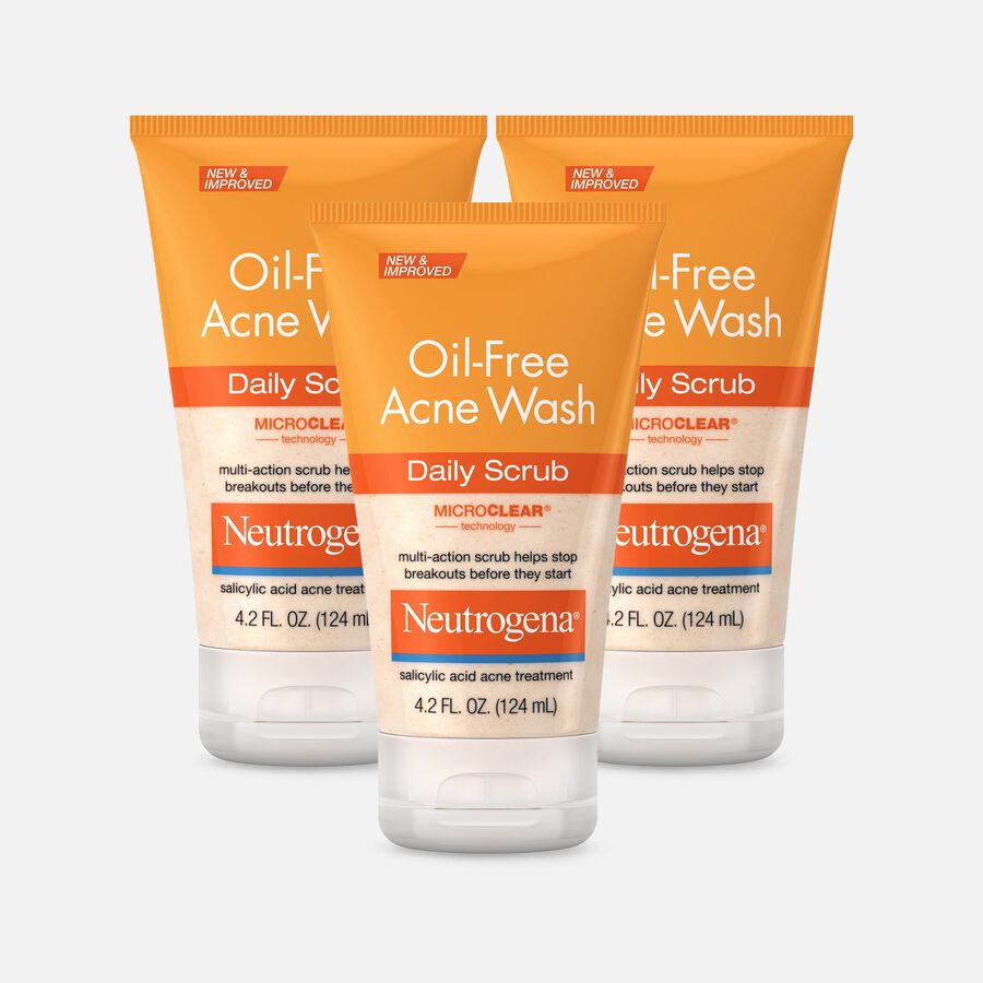 Neutrogena Oil-Free Acne Daily Face Scrub, 4.2 oz. (3-Pack), , large image number 0