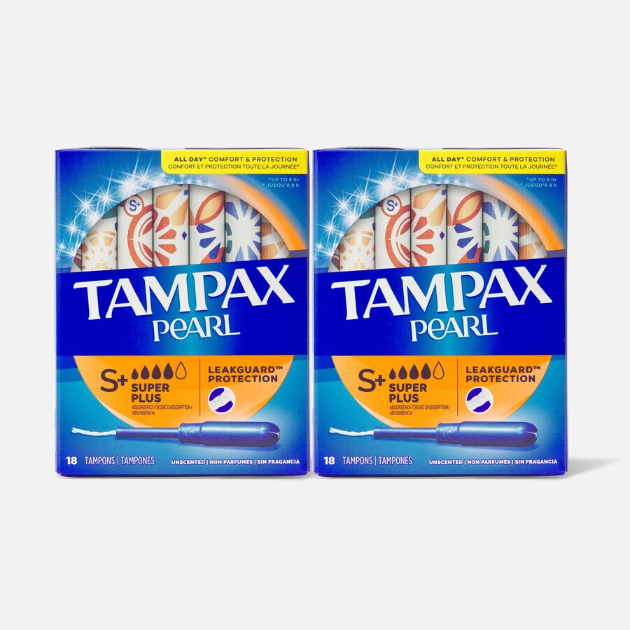 Tampax Pearl Tampons, Super + Absorbency, 18 ct. (2-Pack), , large image number 0