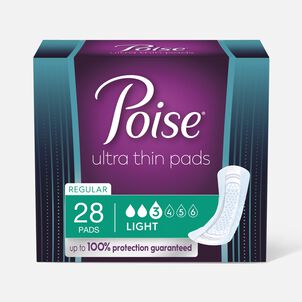 Poise Ultra Thin Incontinence Pads, Light Absorbency, Regular, 28 ct.