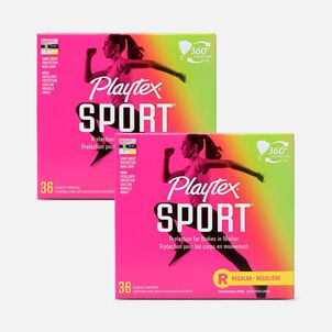 Playtex Sport Regular Tampons, Unscented, 36 ct. (2-Pack)