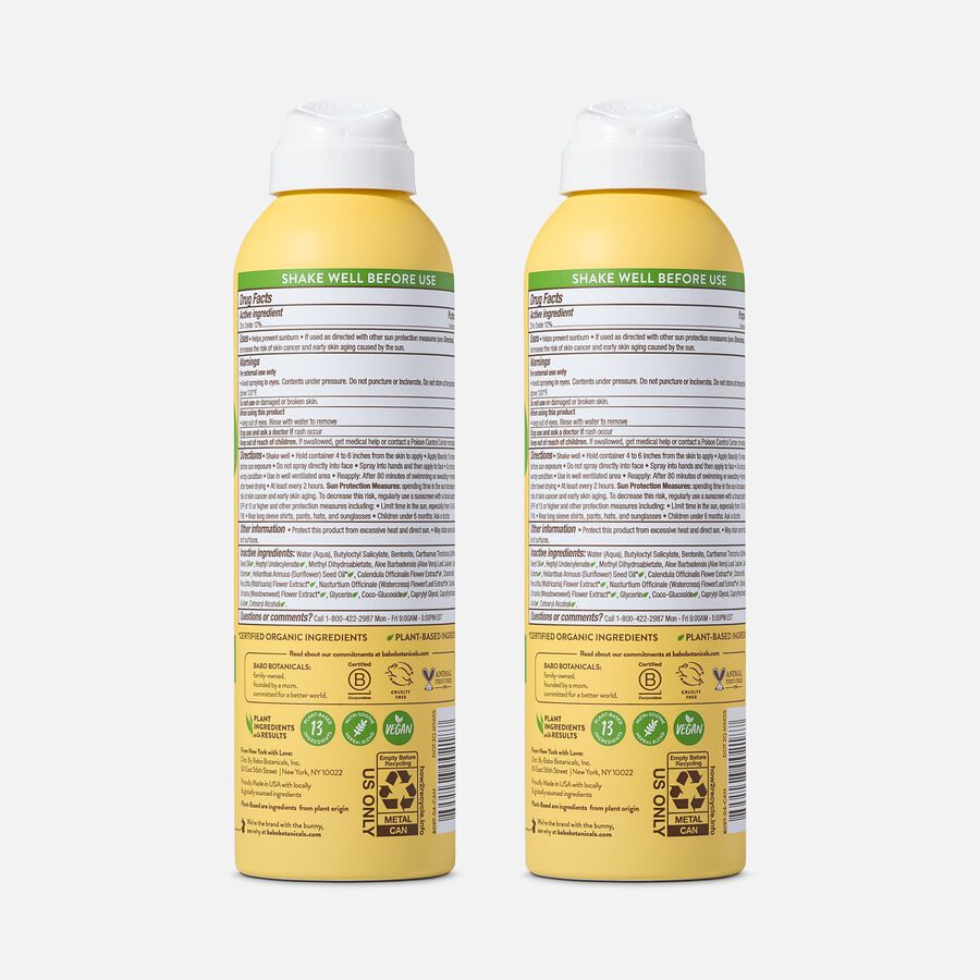 Babo Botanicals Sheer Zinc Continuous Spray Sunscreen, SPF 30, 6 fl oz. - 2-Pack, , large image number 1
