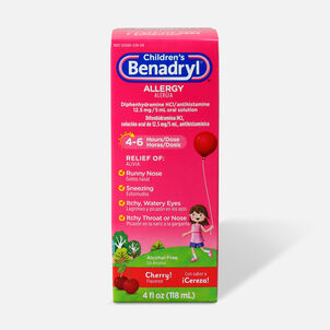 Children's Benadryl Cherry flavored Allergy 4 fl oz.