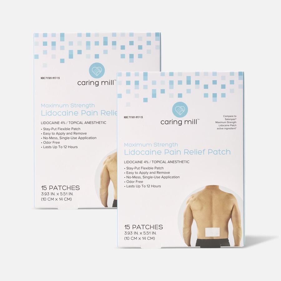 Caring Mill&trade; Maximum Strength Lidocaine Pain Relief Patches, 15 ct. (2-Pack), , large image number 0