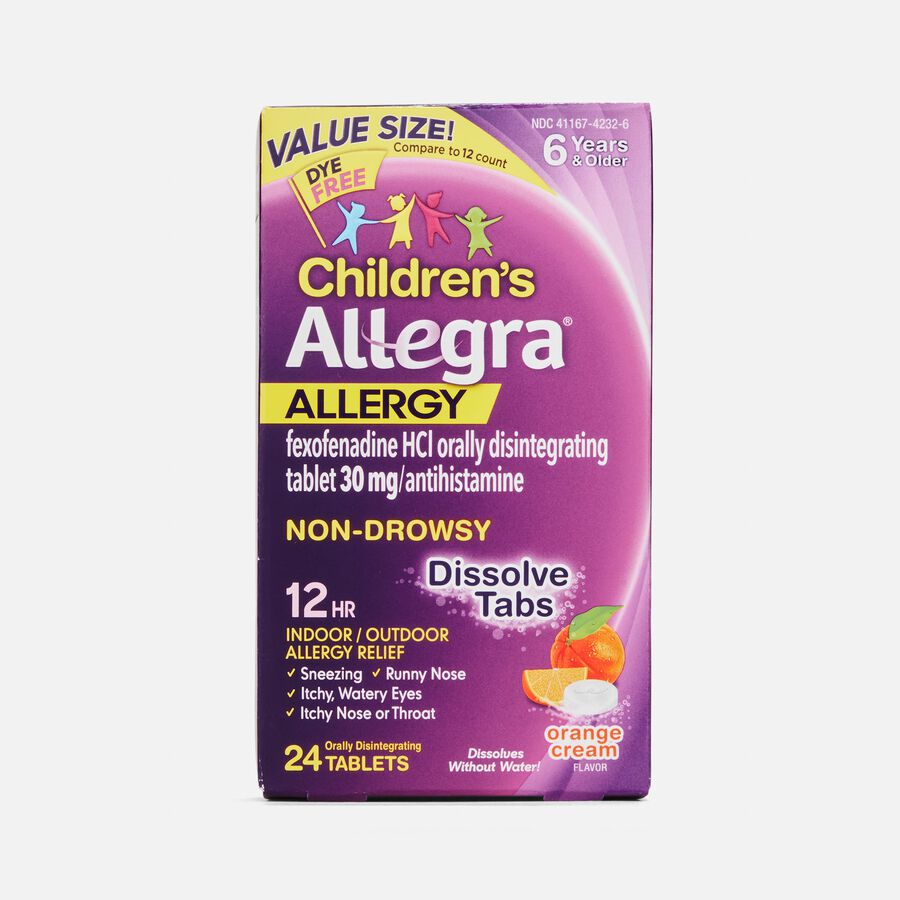 Children's Allegra Allergy 12 Hour Non-Drowsy Dissolve Tablets, Orange Cream, 24 ct., , large image number 0