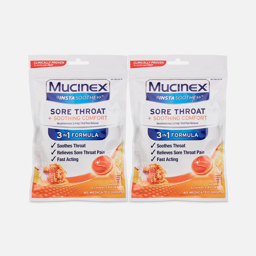 Mucinex InstaSoothe&trade; Sore Throat + Soothing Comfort - Honey & Echinacea, 40 ct. (2-Pack), , large image number 0